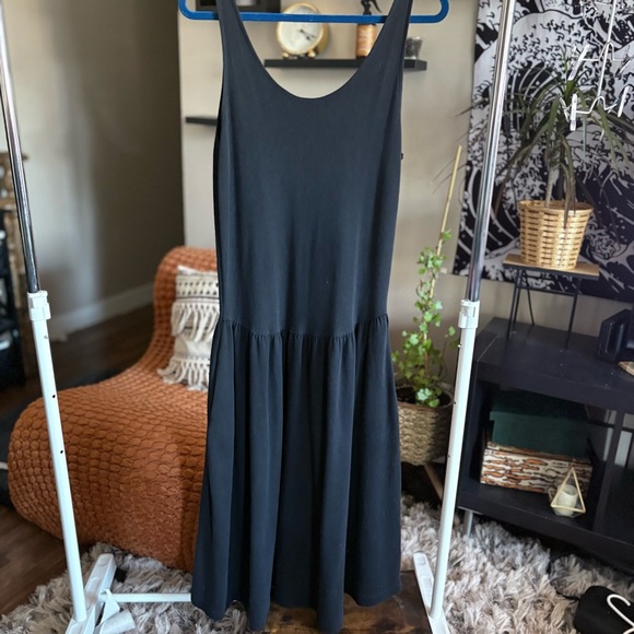 Dresses & Skirts - ✌️2/$12✌️ Contemporary Black Cotton Minimalist Tank Dress Drop Waist